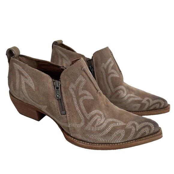 Frye Sacha Primrose Shooties Women Size 9 Tan Western Embroidered Ankle Boots - Picture 1 of 14